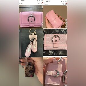 Coach Light Pink Keychain Wallet and Charm Set